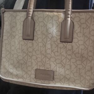 Calvin Klein Beige Monogram Tote